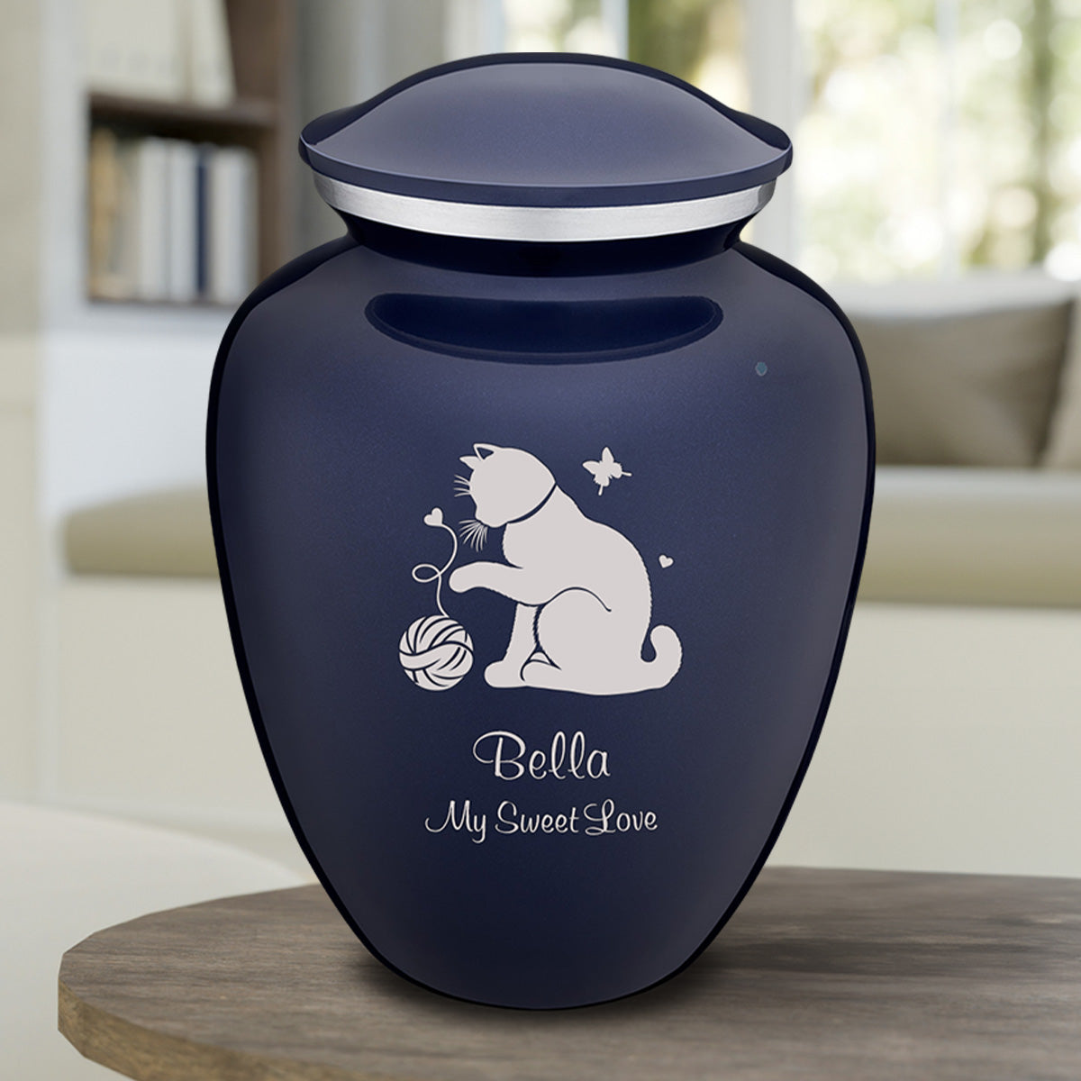 Large Embrace Cobalt Blue Pet Fun Cat Cremation Urn