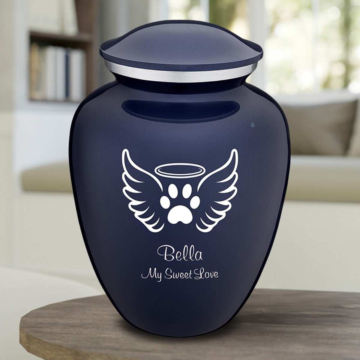 Large Embrace Cobalt Blue Pet Angel Wings Cremation Urn