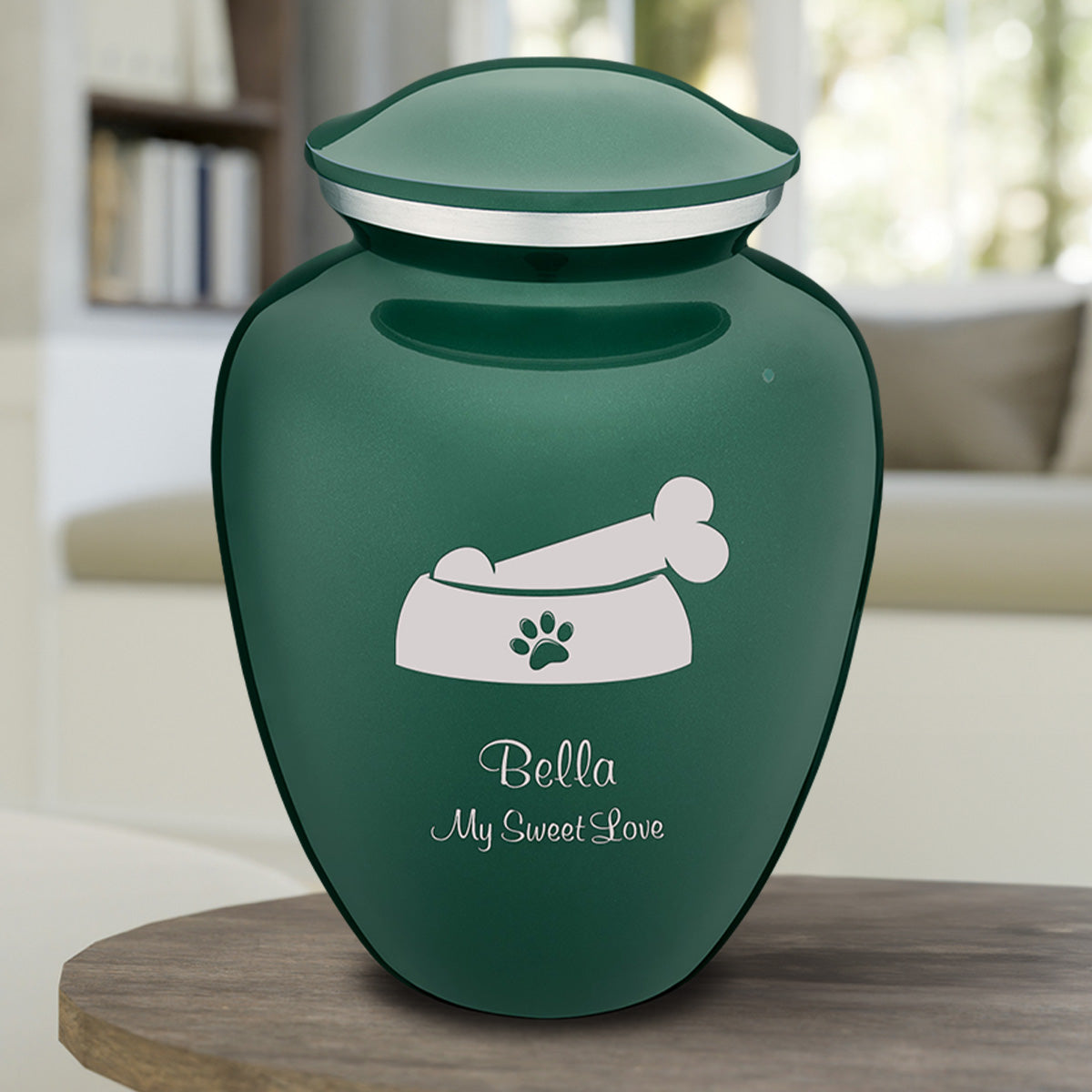 Large Embrace Green Pet Dog Bone Cremation Urn