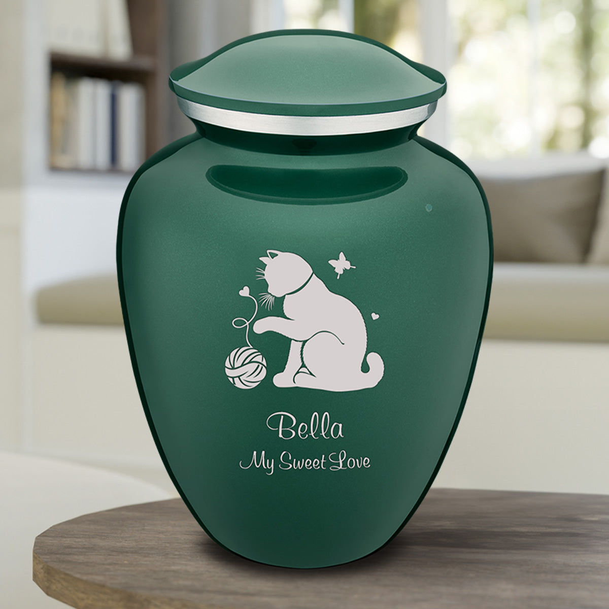 Large Embrace Green Pet Fun Cat Cremation Urn