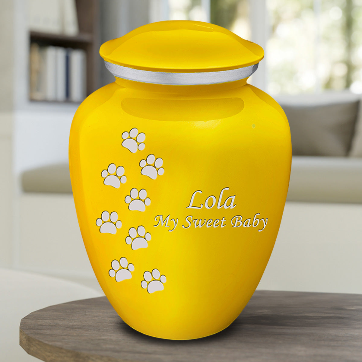 Large Embrace Yellow Walking Paws Pet Cremation Urn