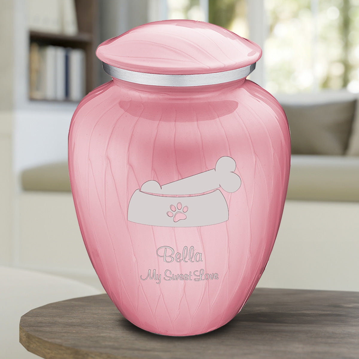 Large Embrace Pearl Pink Pet Dog Bone Cremation Urn