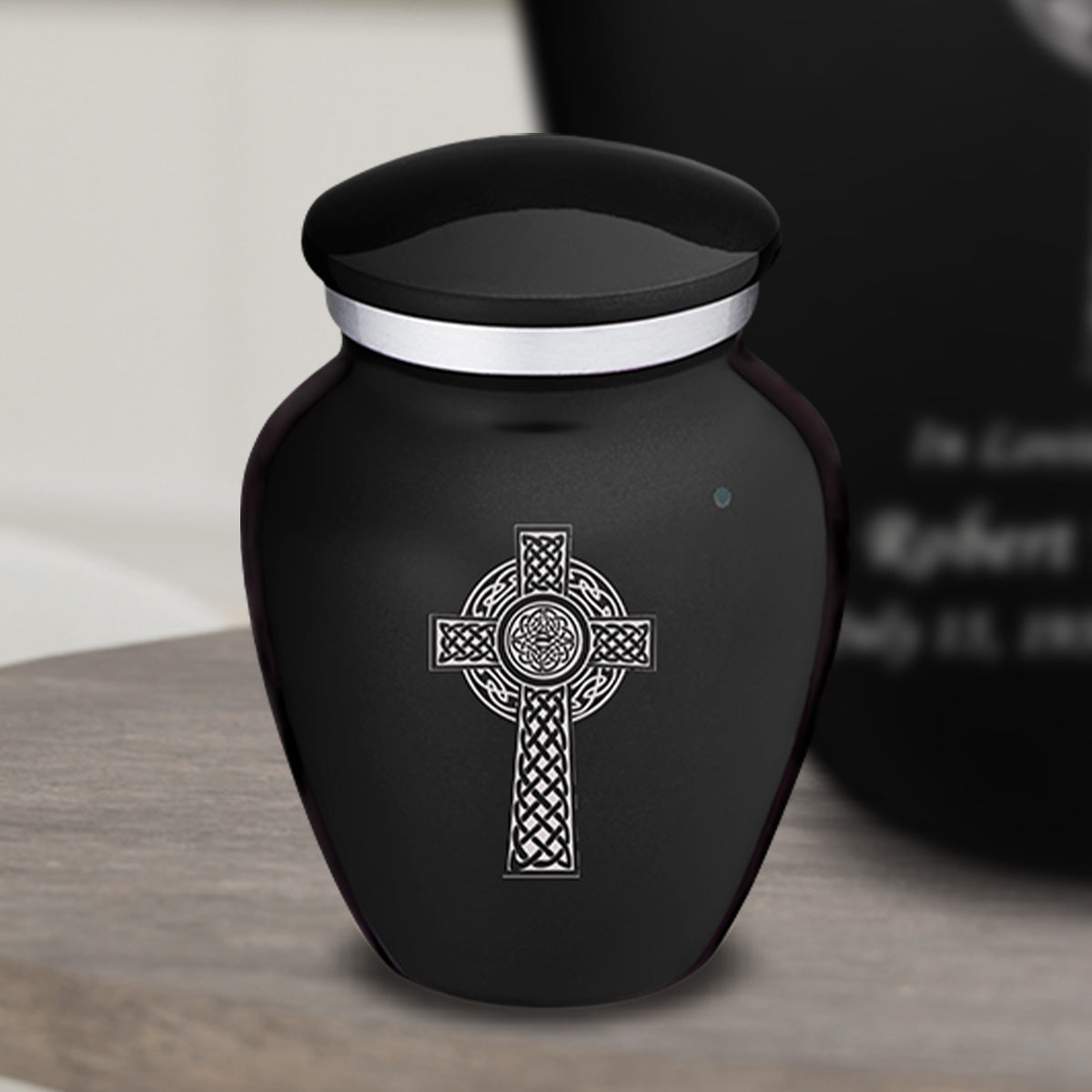 Keepsake Embrace Black Celtic Cross Cremation Urn