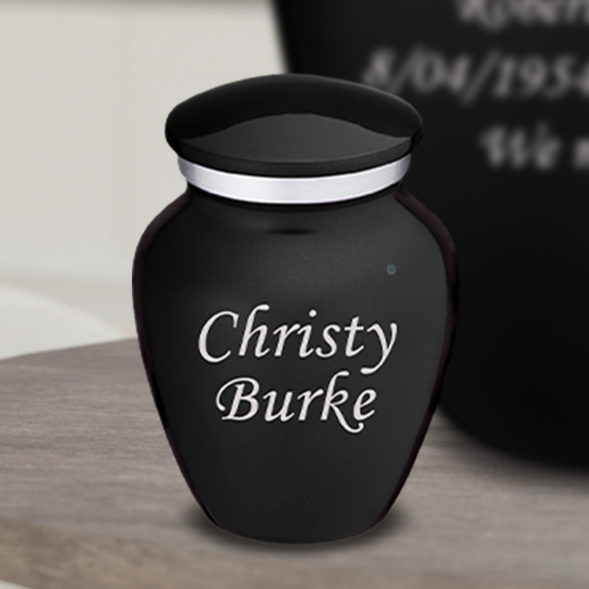 Keepsake Embrace Black Custom Engraved Cremation Urn