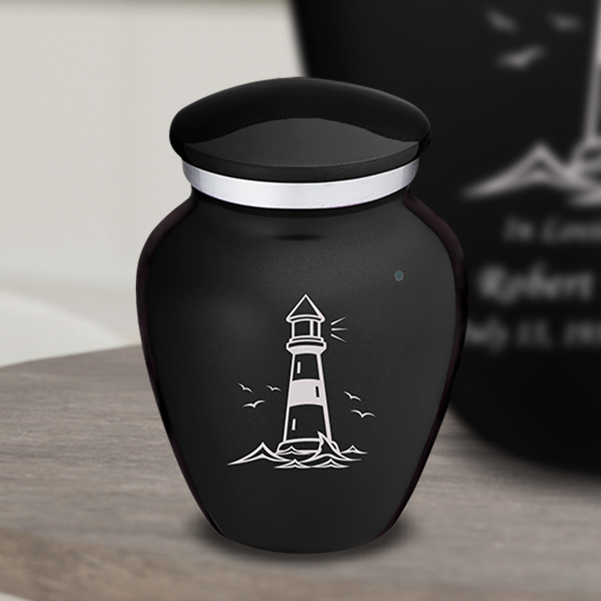 Keepsake Embrace Black Lighthouse Cremation Urn