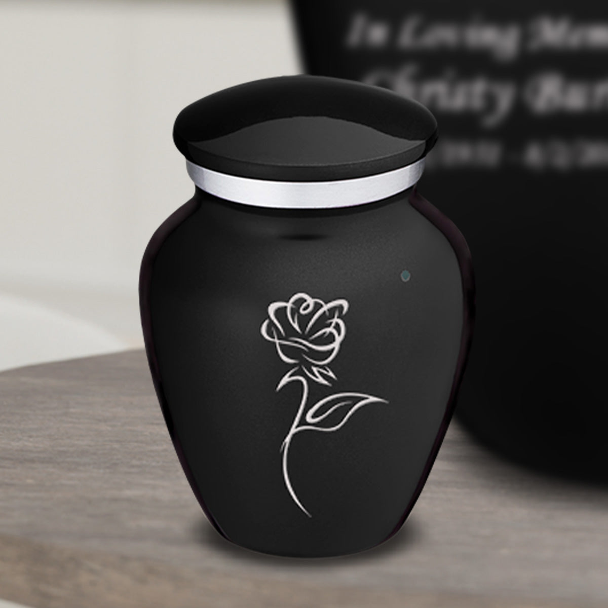 Keepsake Embrace Black Rose Cremation Urn