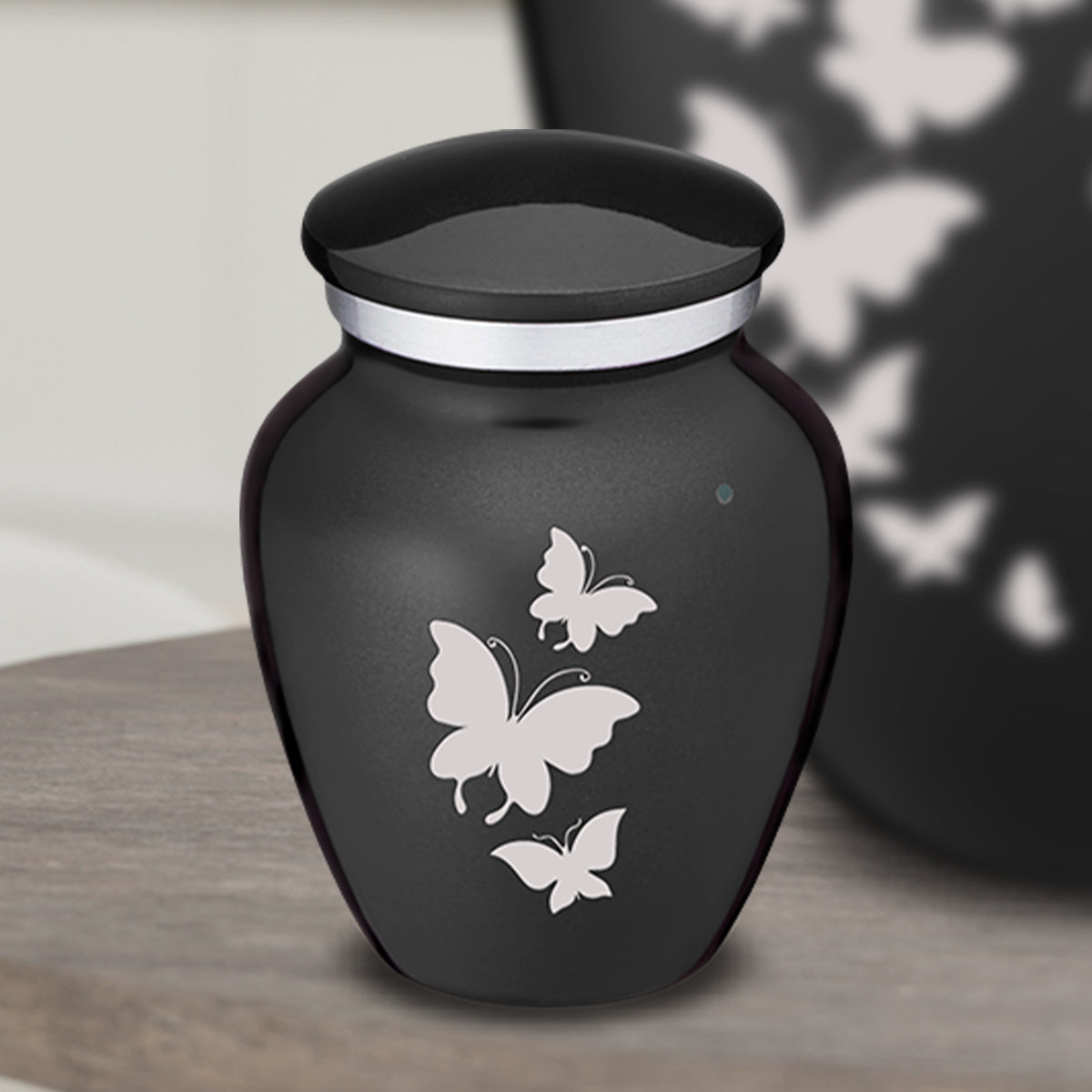 Keepsake Embrace Charcoal Butterflies Cremation Urn