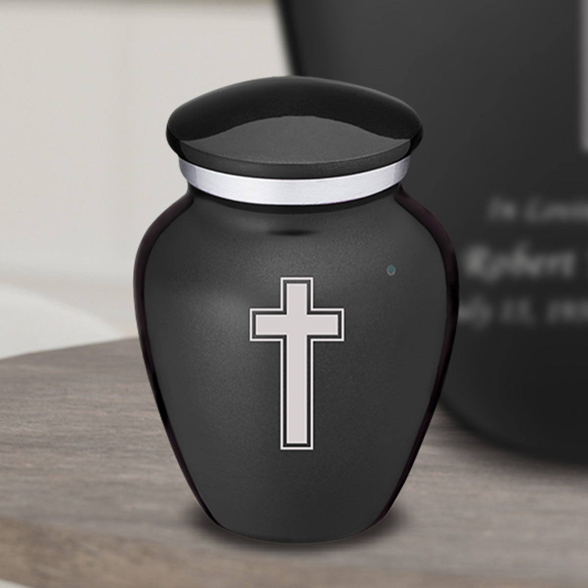 Keepsake Embrace Charcoal Simple Cross Cremation Urn