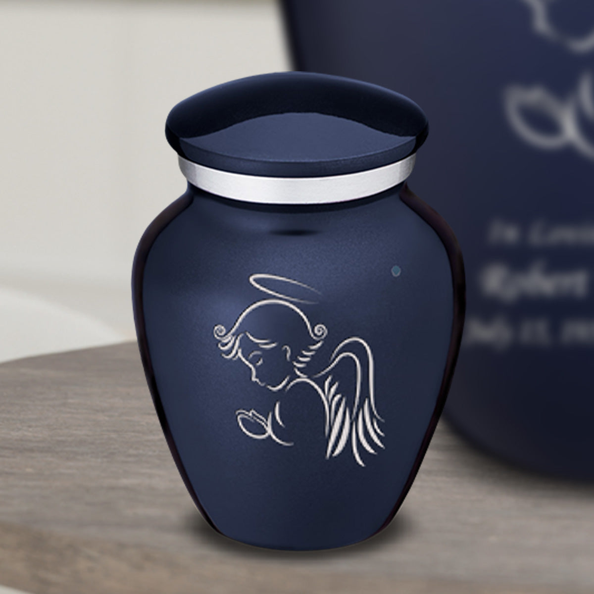 Keepsake Embrace Cobalt Blue Angel Cremation Urn