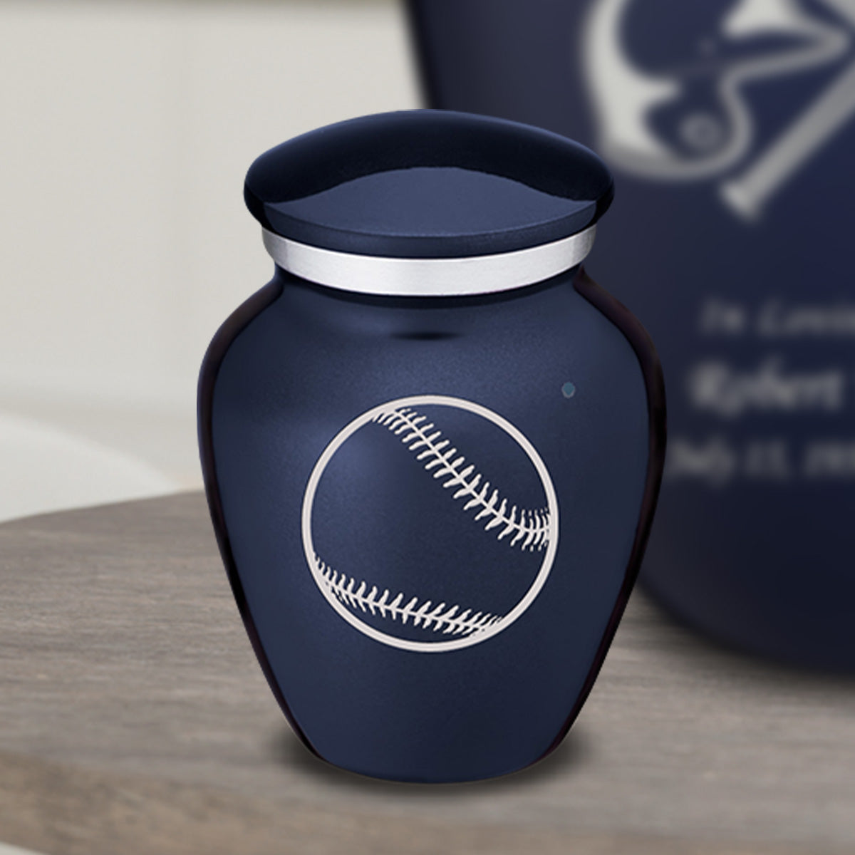 Keepsake Embrace Cobalt Blue Baseball Cremation Urn