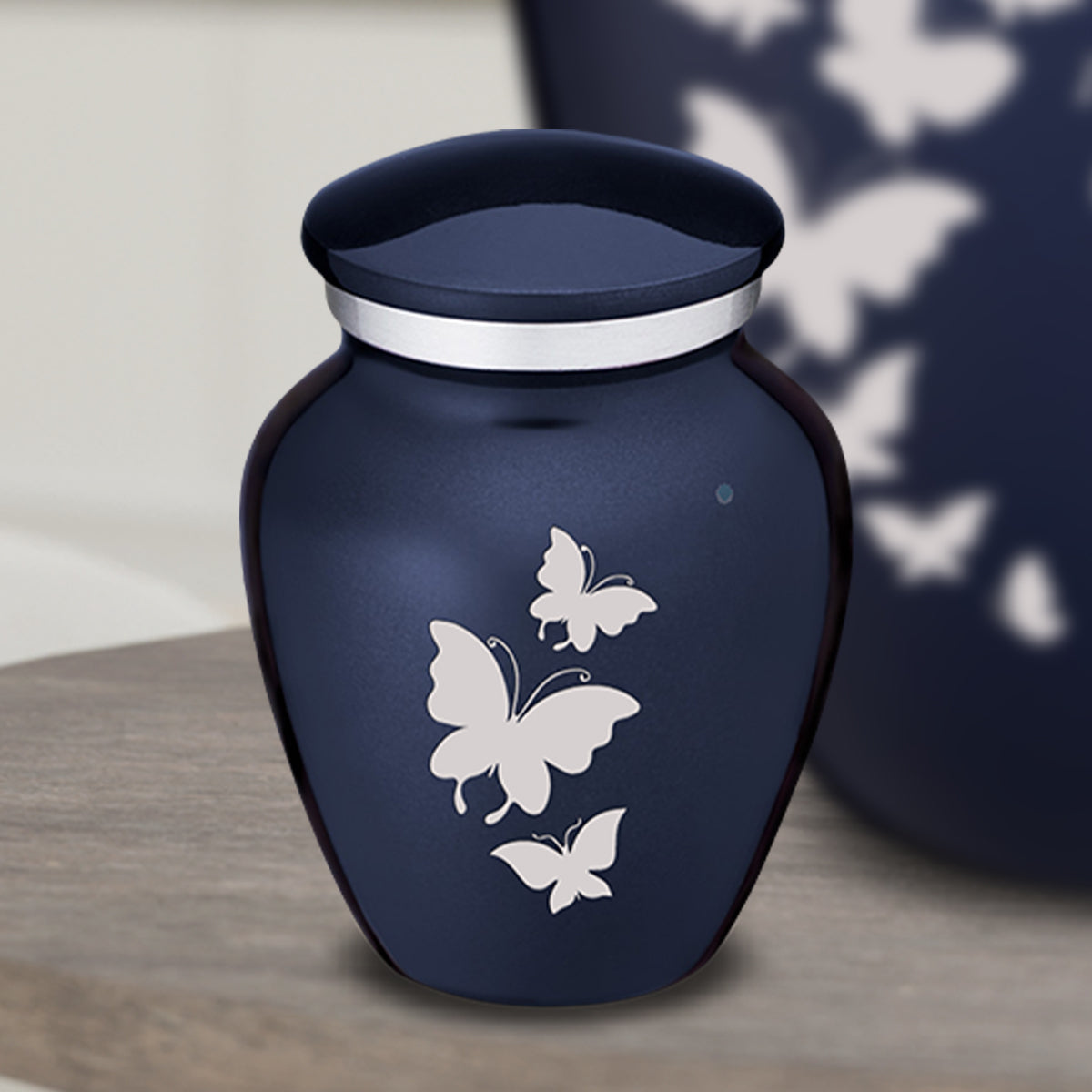 Keepsake Embrace Cobalt Butterflies Cremation Urn