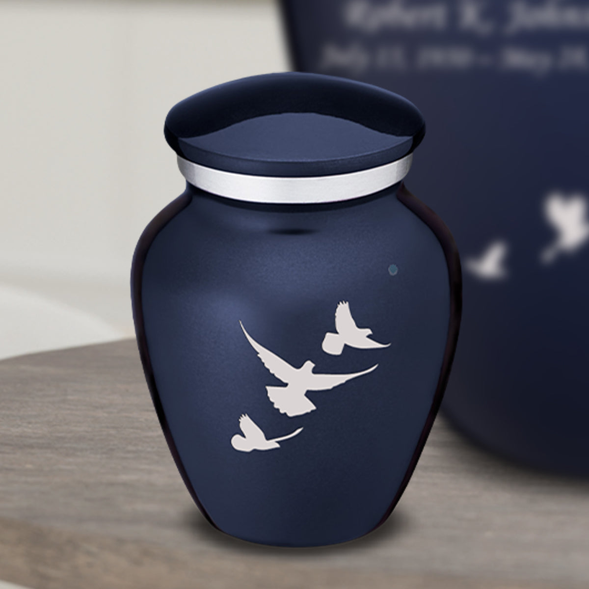 Keepsake Embrace Cobalt Blue Doves Cremation Urn