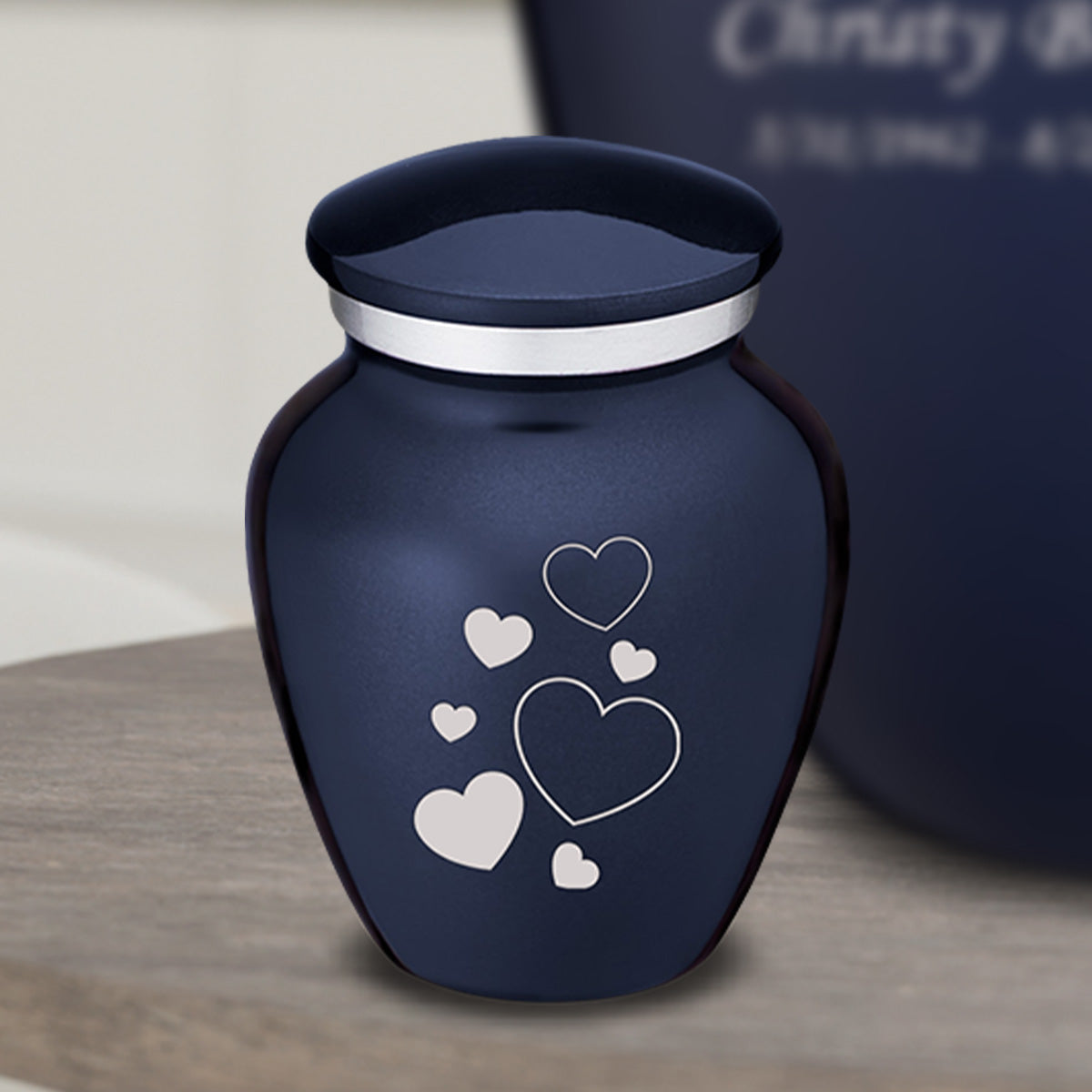Keepsake Embrace Cobalt Blue Floating Heart Cremation Urn
