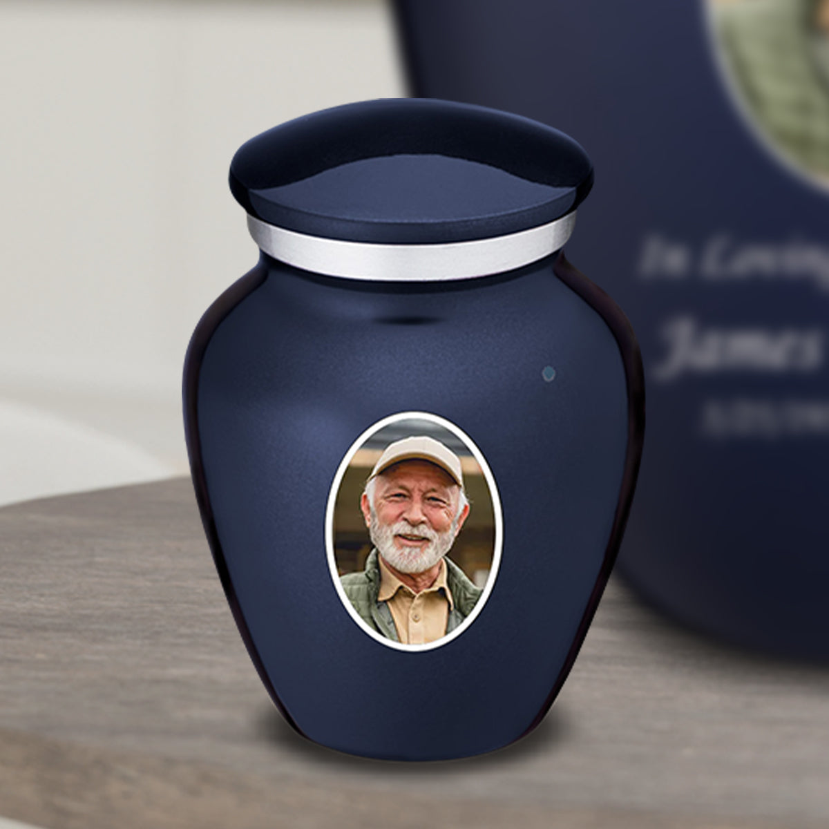 Keepsake Embrace Cobalt Blue Portrait Cremation Urn