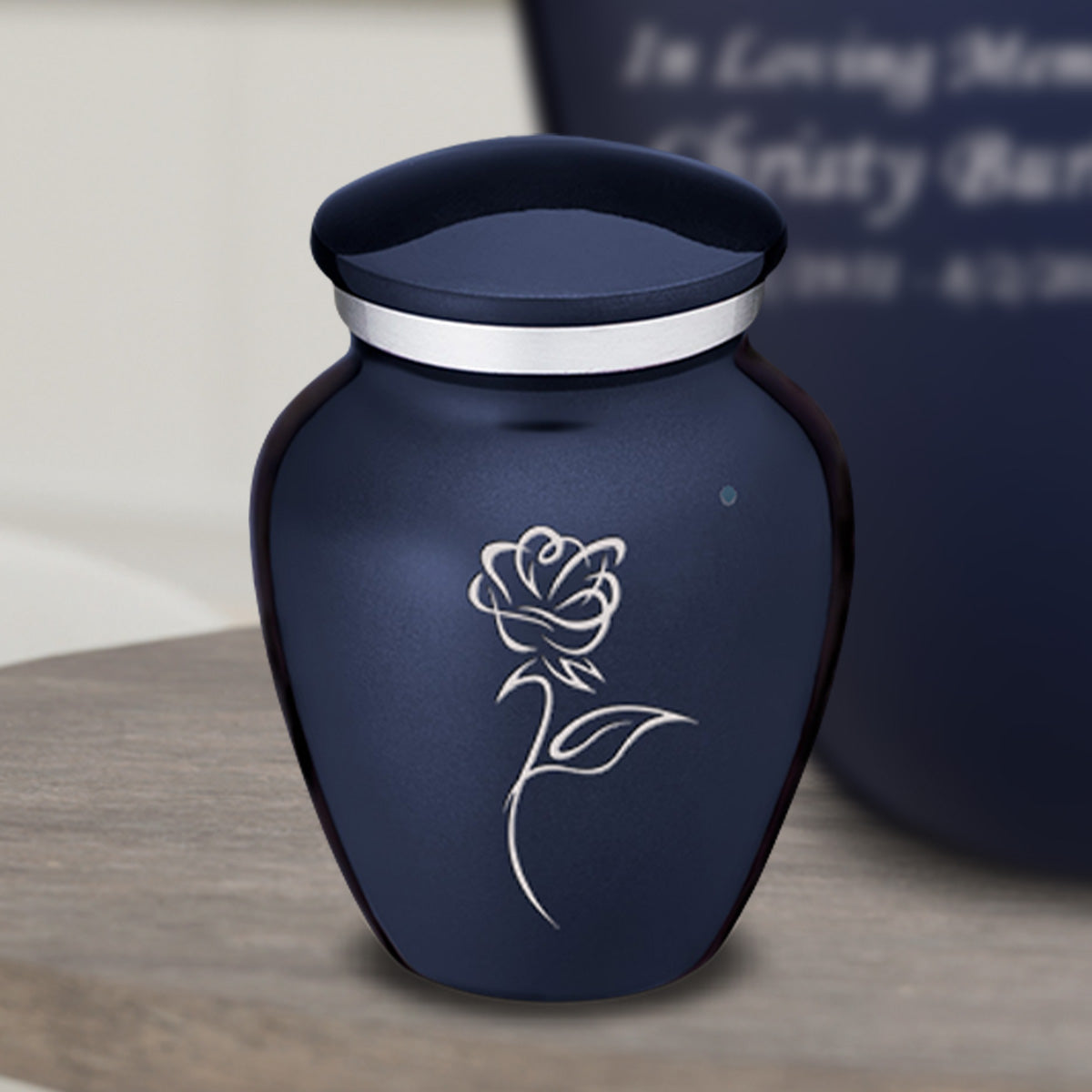 Keepsake Embrace Cobalt Blue Rose Cremation Urn
