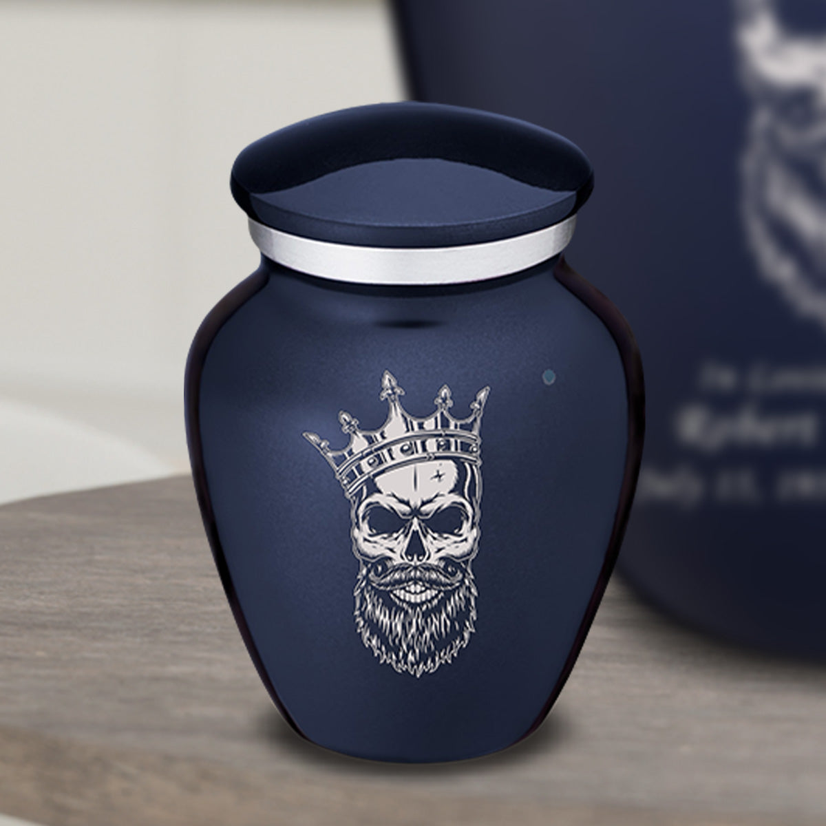 Keepsake Embrace Cobalt Blue Skull Cremation Urn