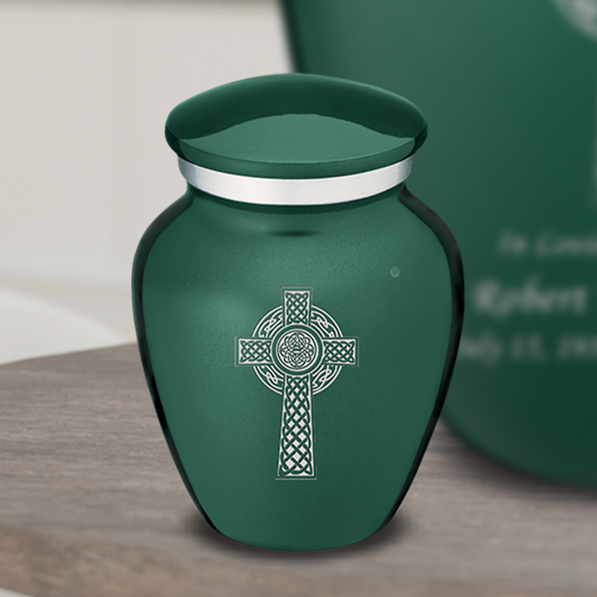 Keepsake Embrace Green Celtic Cross Cremation Urn