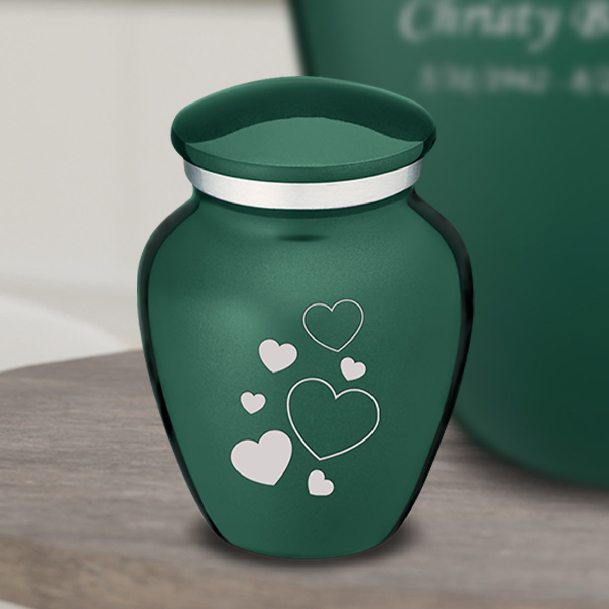 Keepsake Embrace Green Floating Heart Cremation Urn