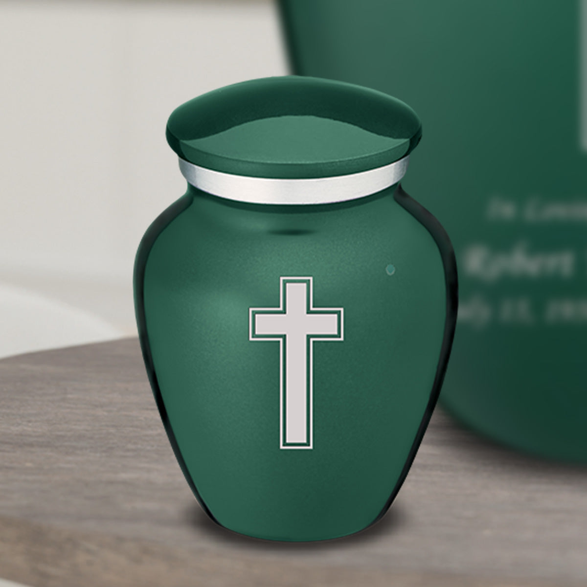 Keepsake Embrace Green Simple Cross Cremation Urn
