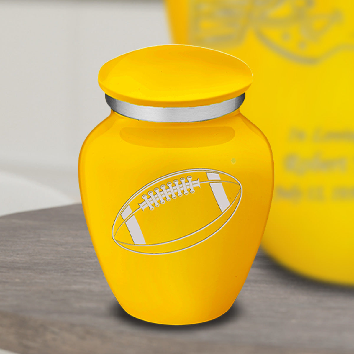 Keepsake Embrace Yellow Football Cremation Urn