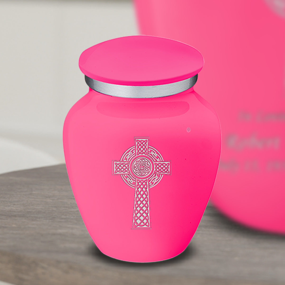 Keepsake Embrace Bright Pink Celtic Cross Cremation Urn