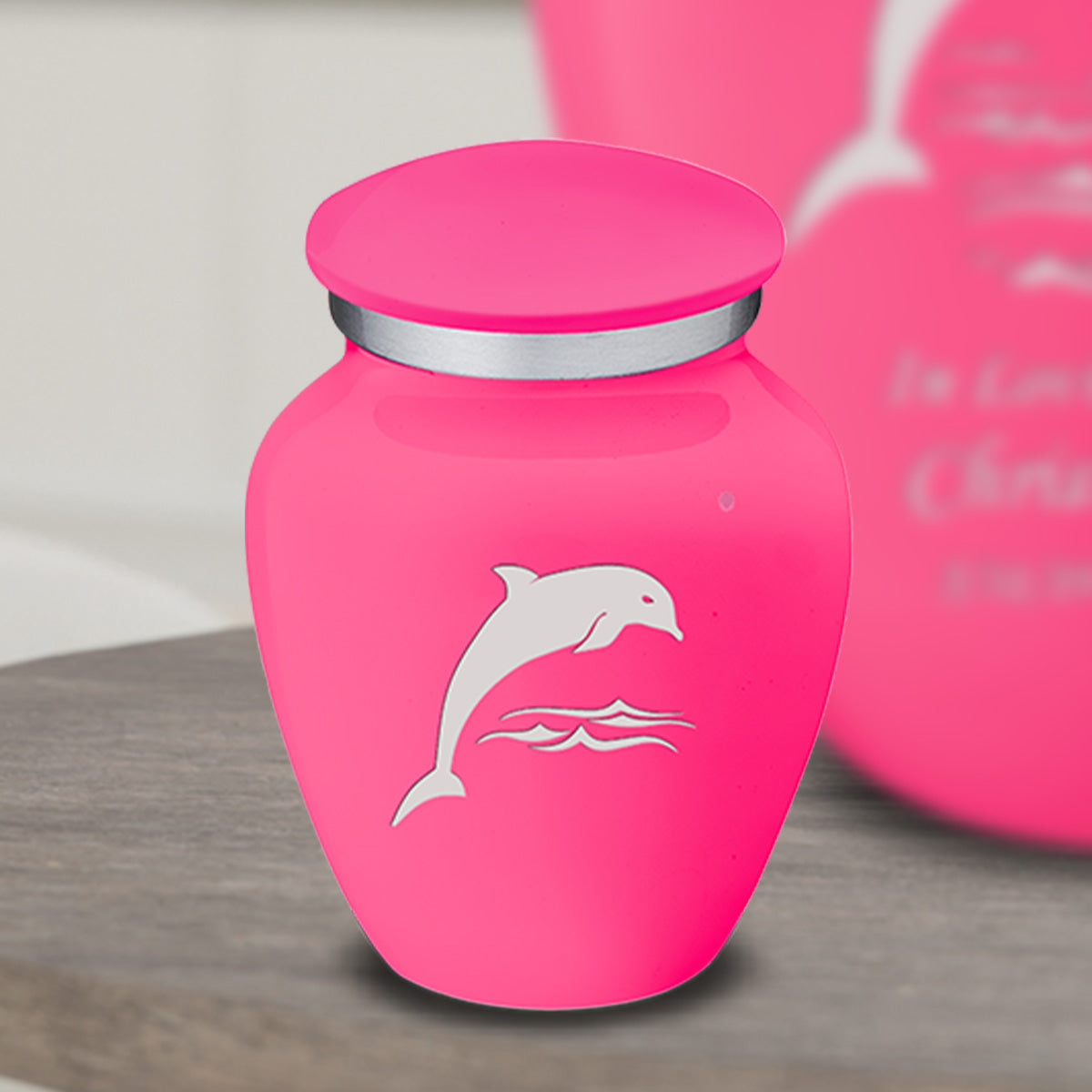 Keepsake Embrace Bright Pink Dolphin Cremation Urn