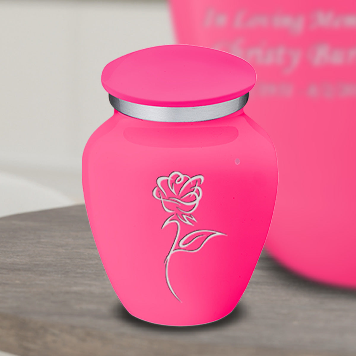 Keepsake Embrace Bright Pink Rose Cremation Urn