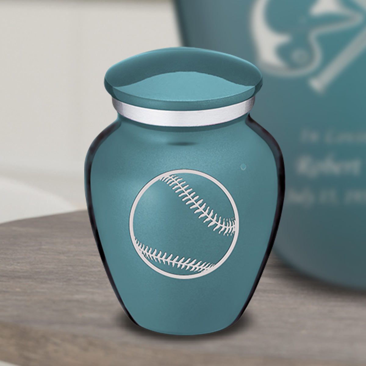 Keepsake Embrace Teal Baseball Cremation Urn