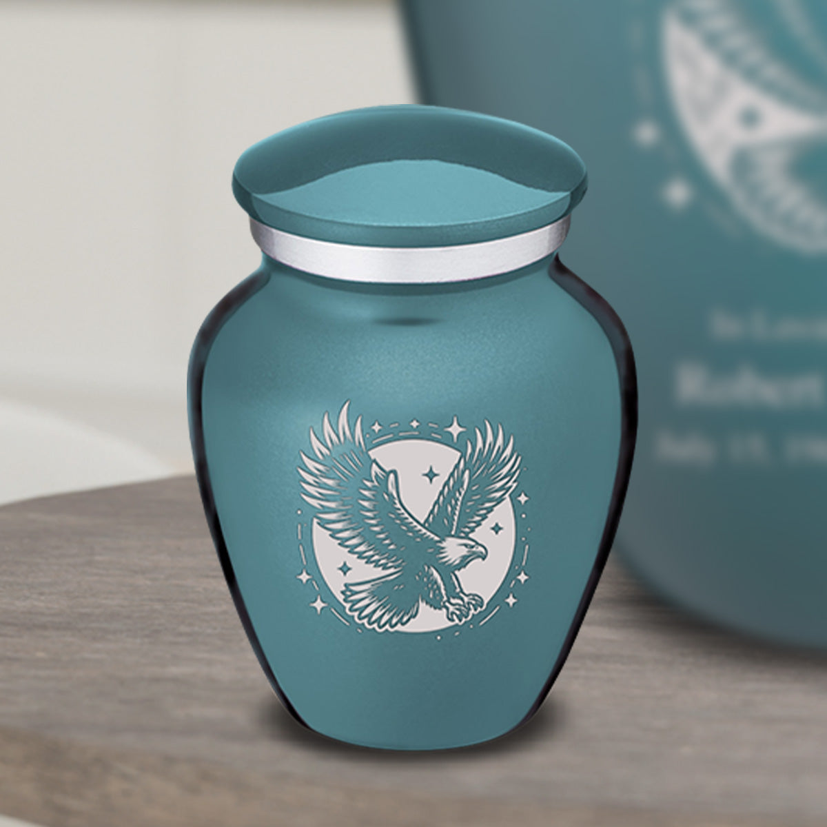 Keepsake Embrace Teal Flying Eagle Cremation Urn