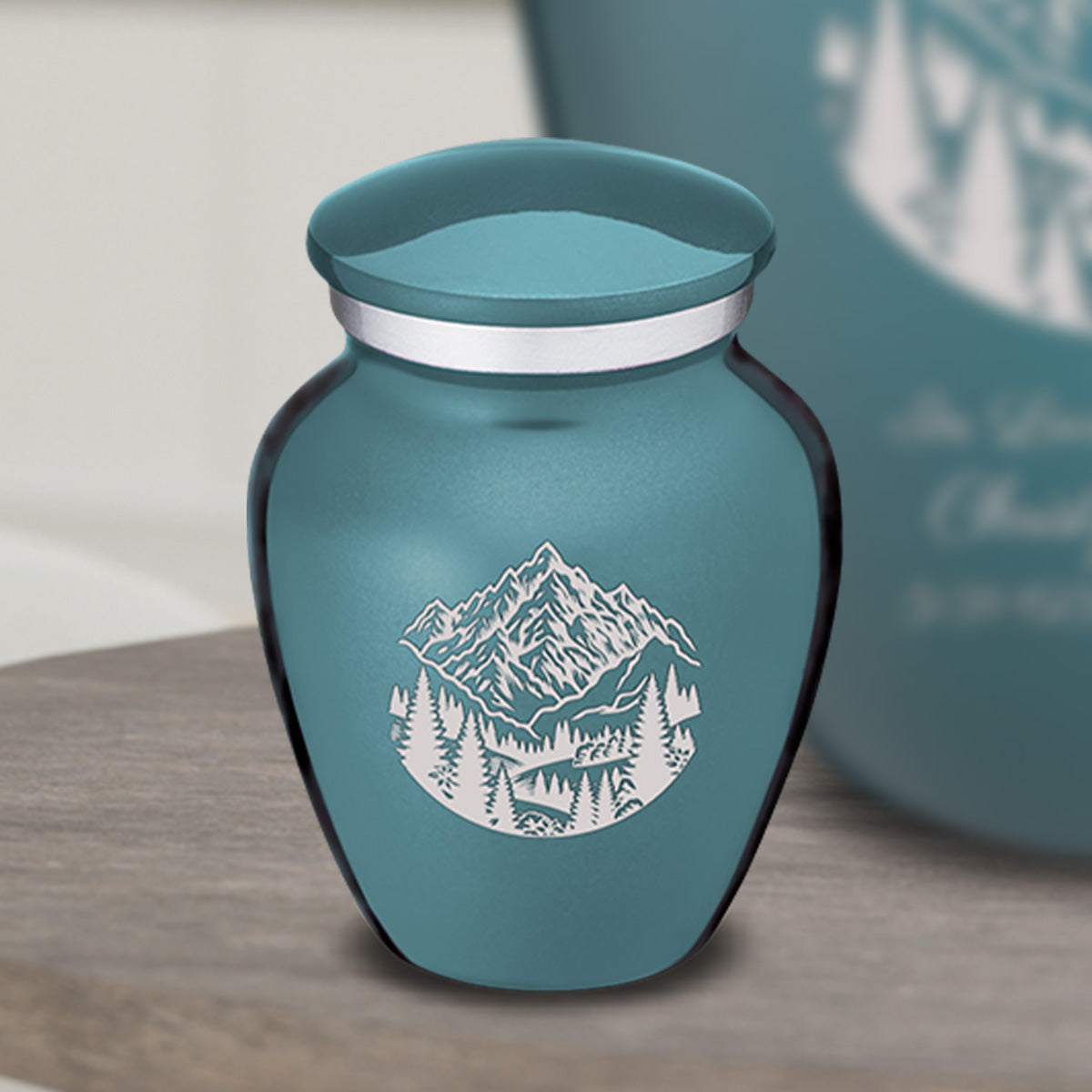 Keepsake Embrace Teal Rocky Mountains Cremation Urn