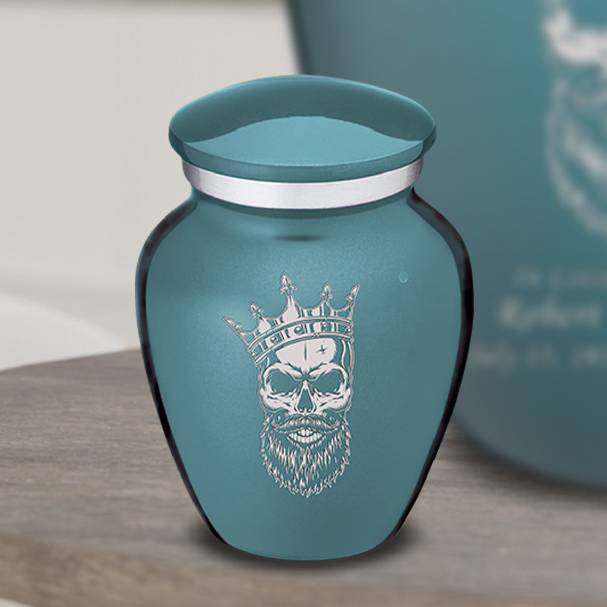 Keepsake Embrace Teal Skull Cremation Urn