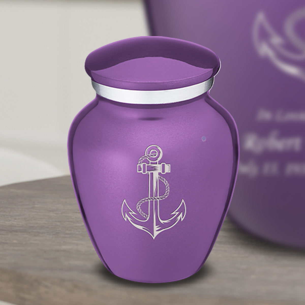 Keepsake Embrace Purple Anchor Cremation Urn