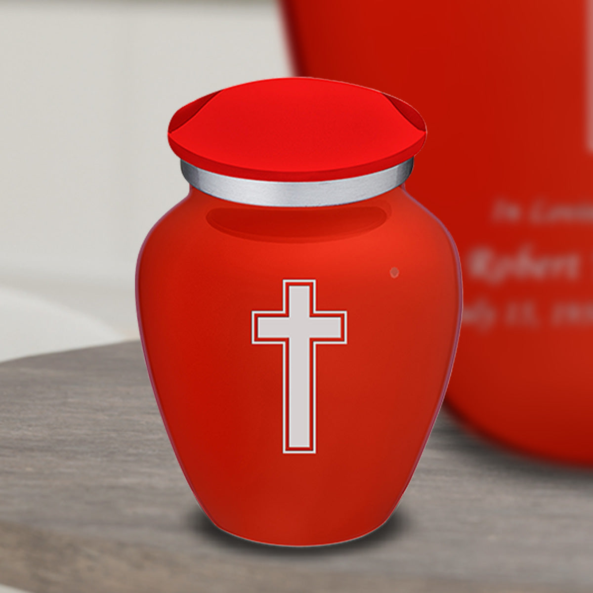 Keepsake Embrace Bright Red Simple Cross Cremation Urn