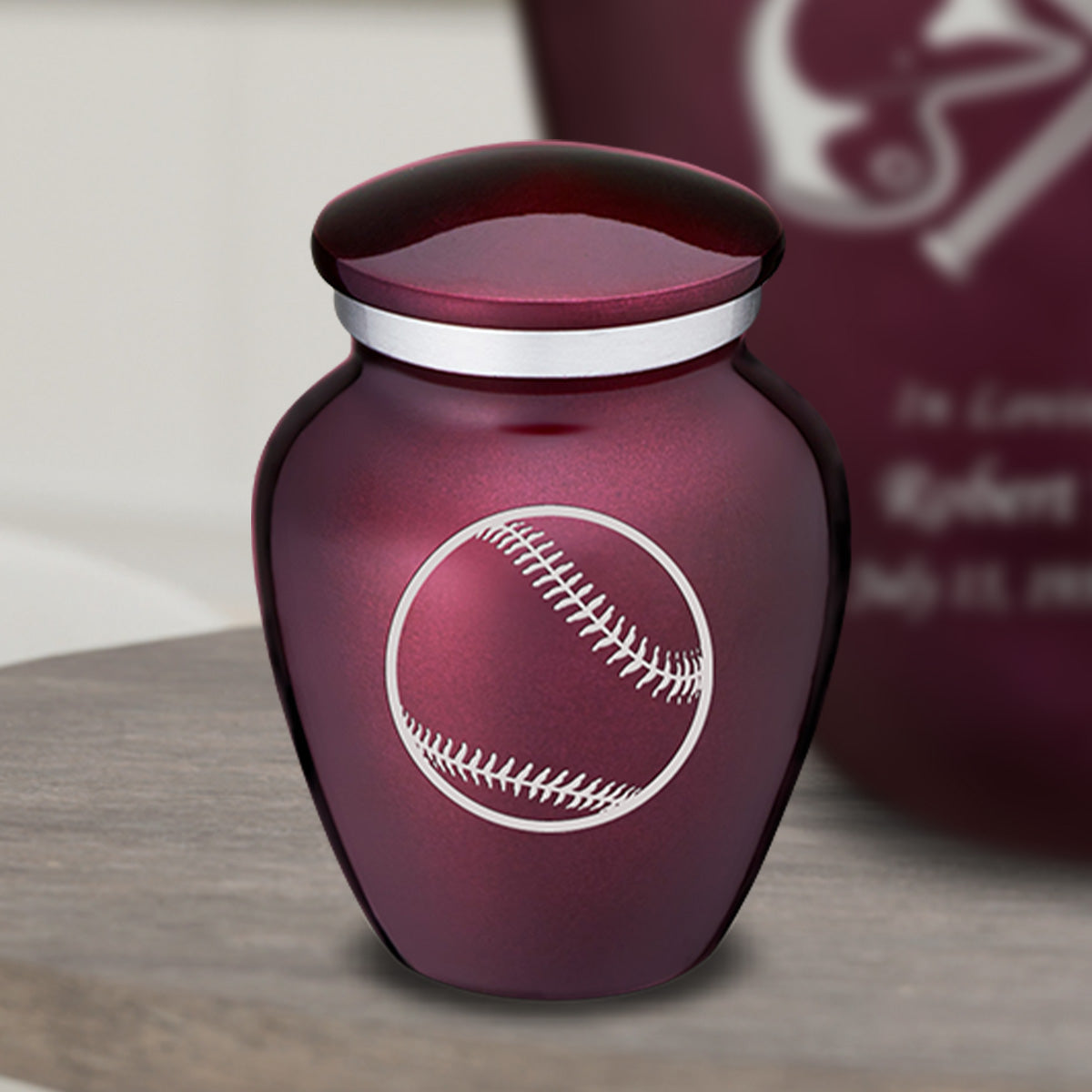 Keepsake Embrace Cherry Purple Baseball Cremation Urn