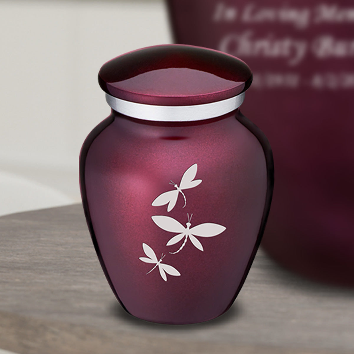 Keepsake Embrace Cherry Purple Dragonflies Cremation Urn