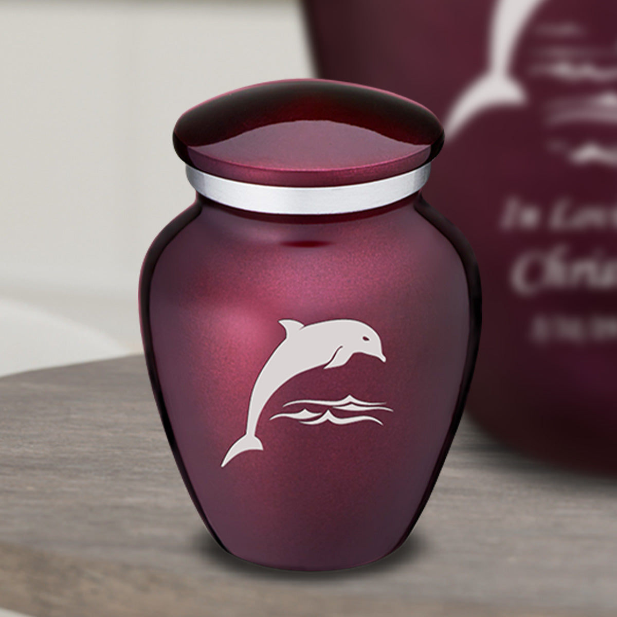 Keepsake Embrace Cherry Purple Dolphin Cremation Urn