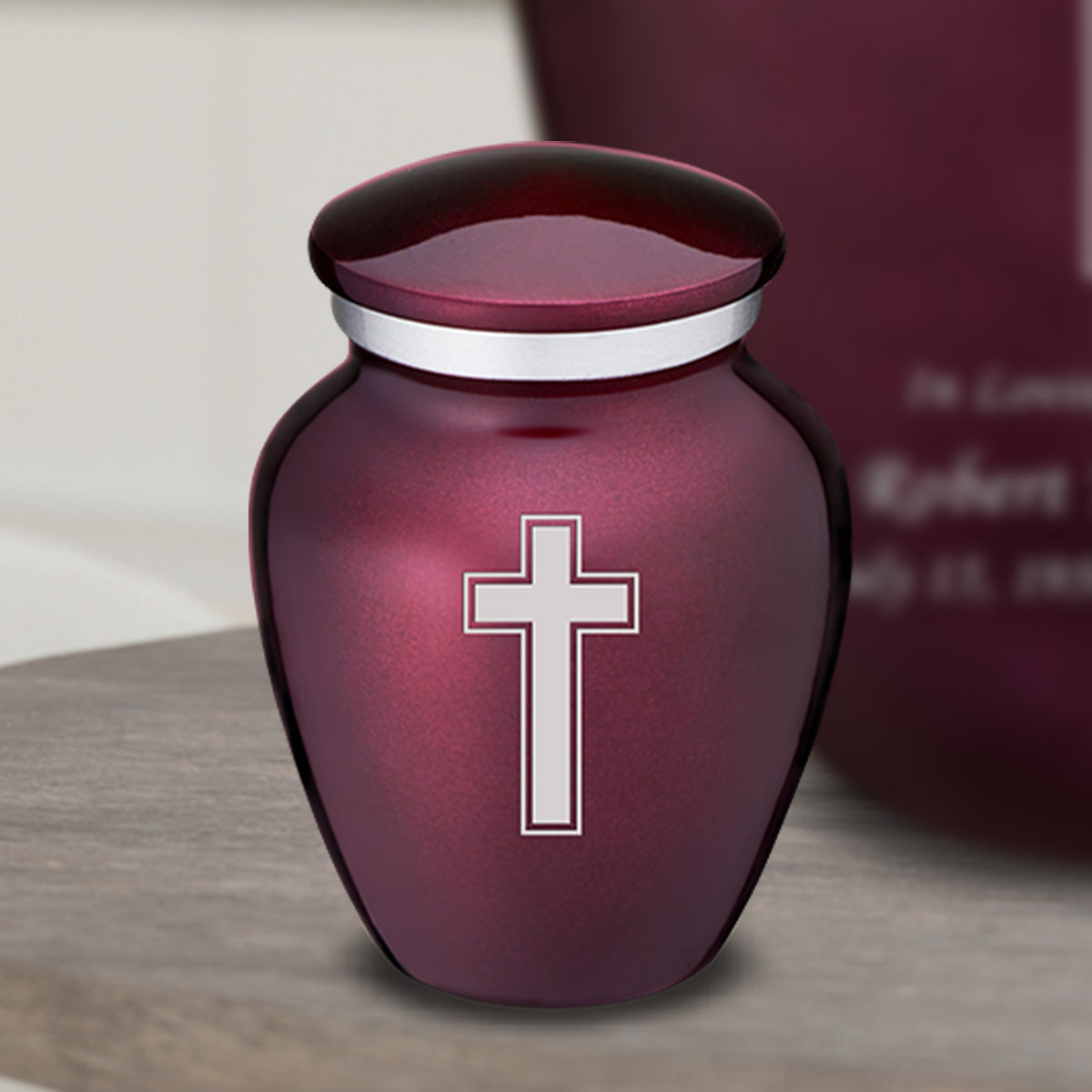 Keepsake Embrace Cherry Purple Simple Cross Cremation Urn
