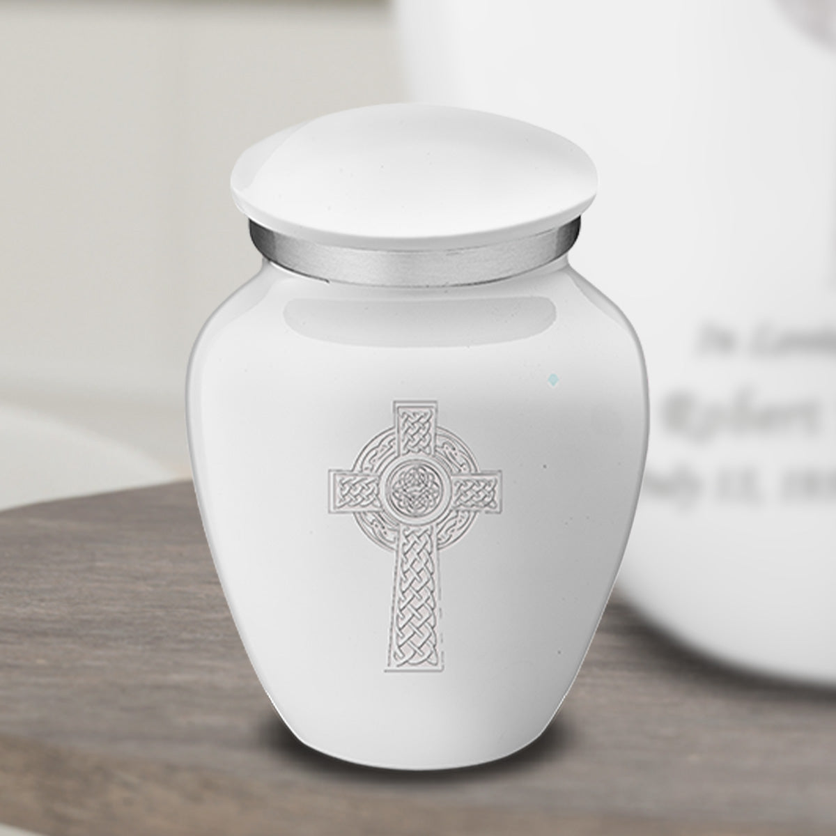 Keepsake Embrace White Celtic Cross Cremation Urn