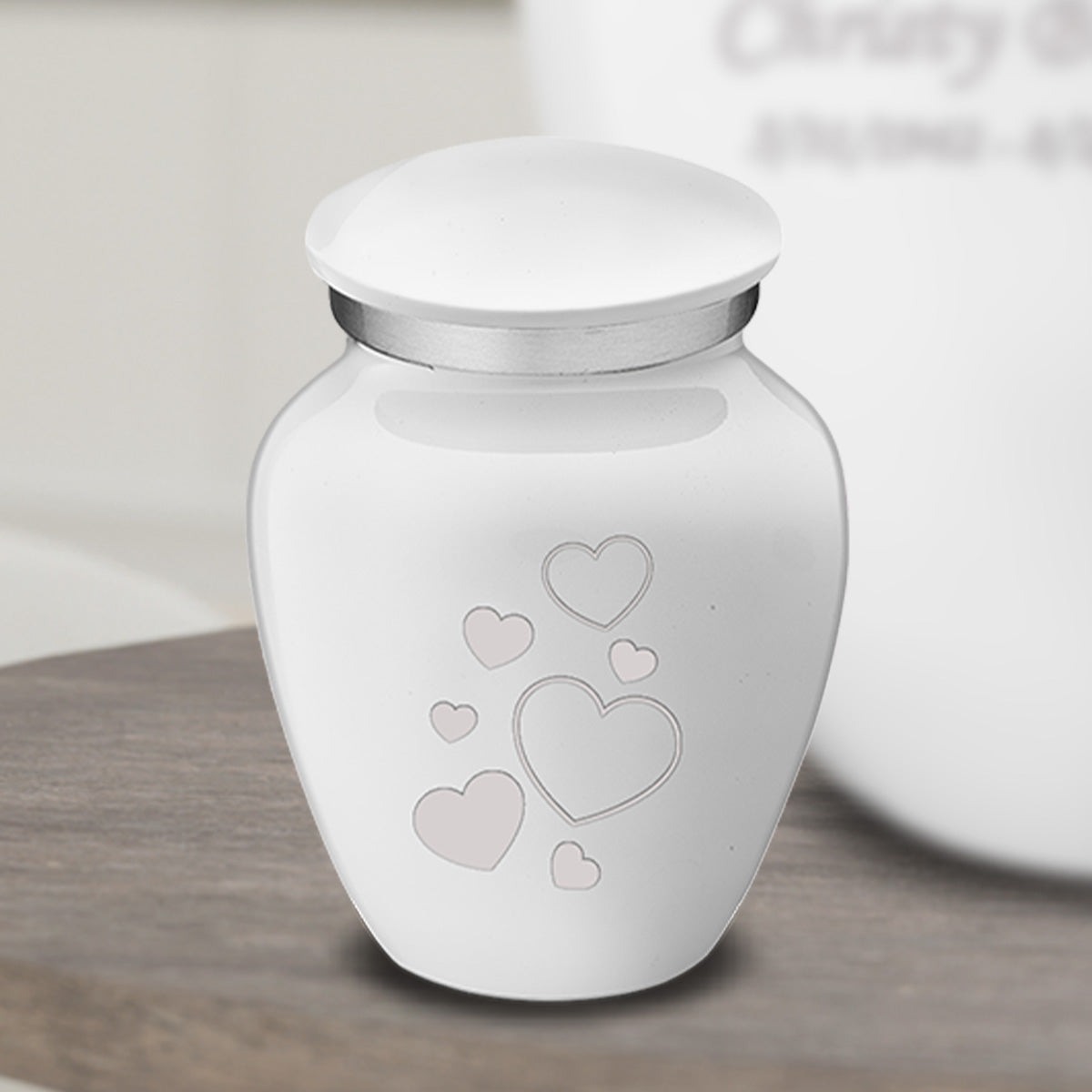 Keepsake Embrace White Floating Heart Cremation Urn