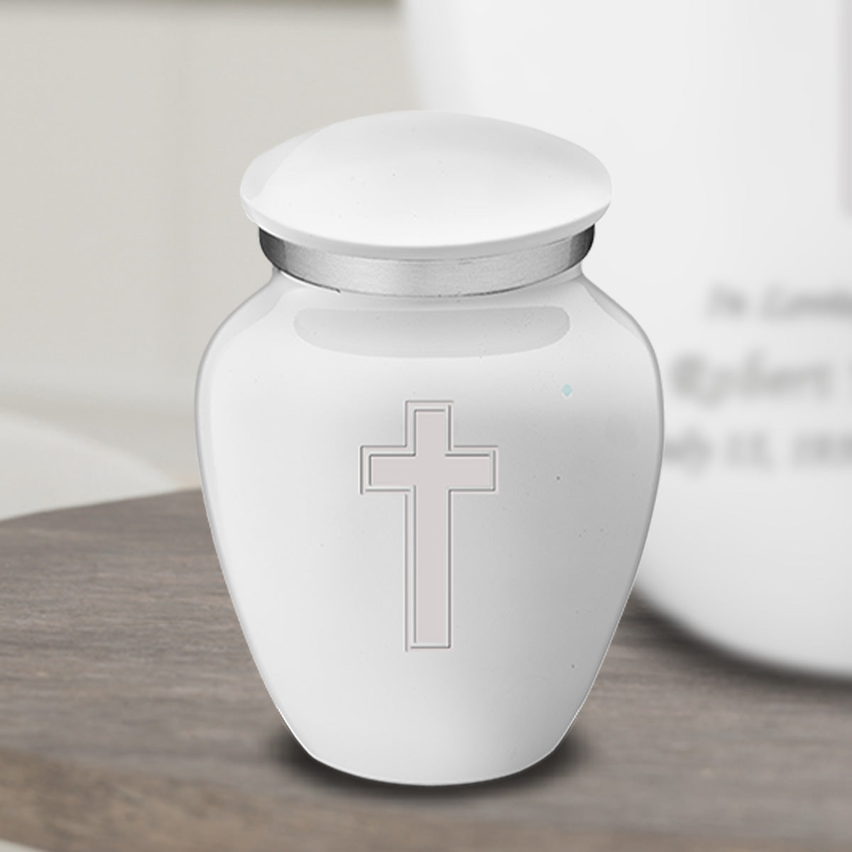 Keepsake Embrace White Simple Cross Cremation Urn