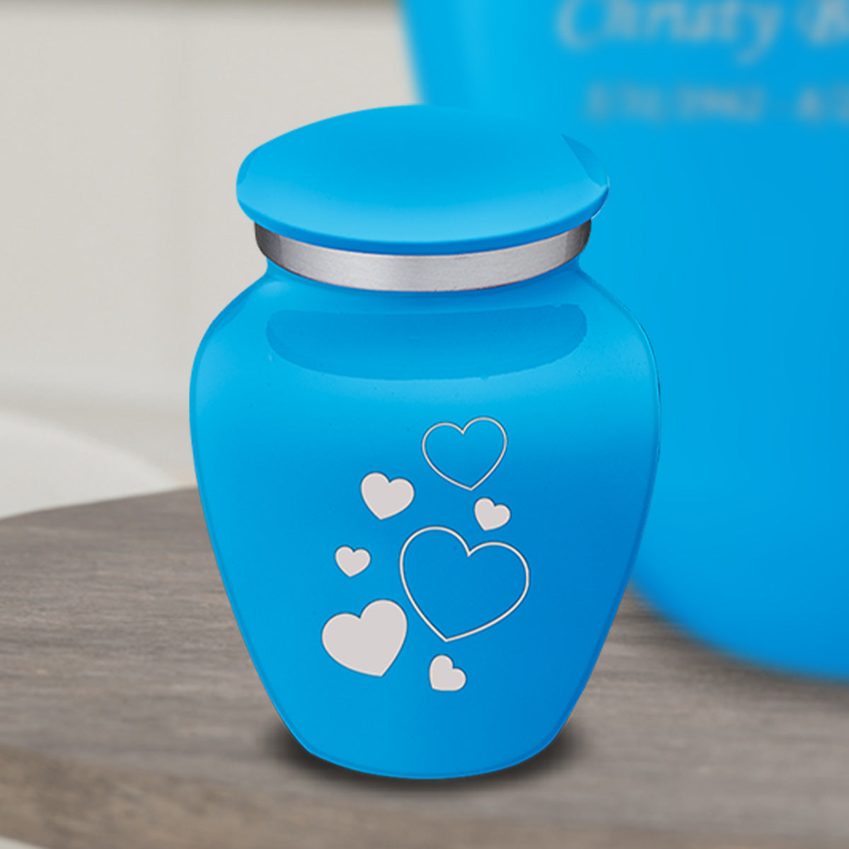 Keepsake Embrace Racing Blue Floating Heart Cremation Urn