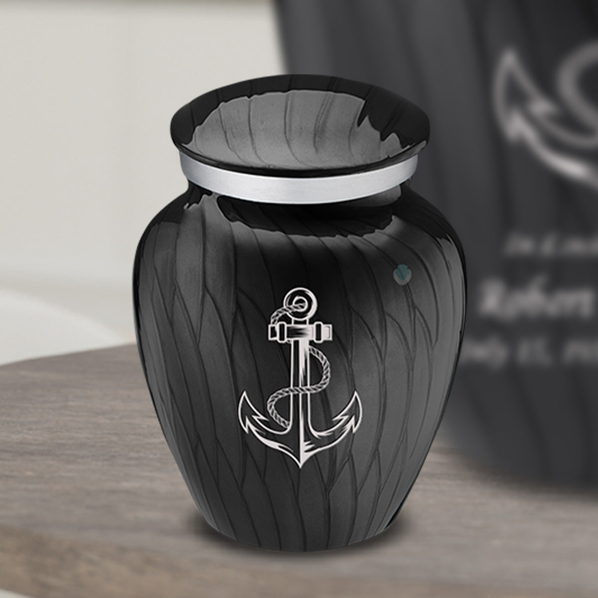 Keepsake Embrace Pearl Black Anchor Cremation Urn