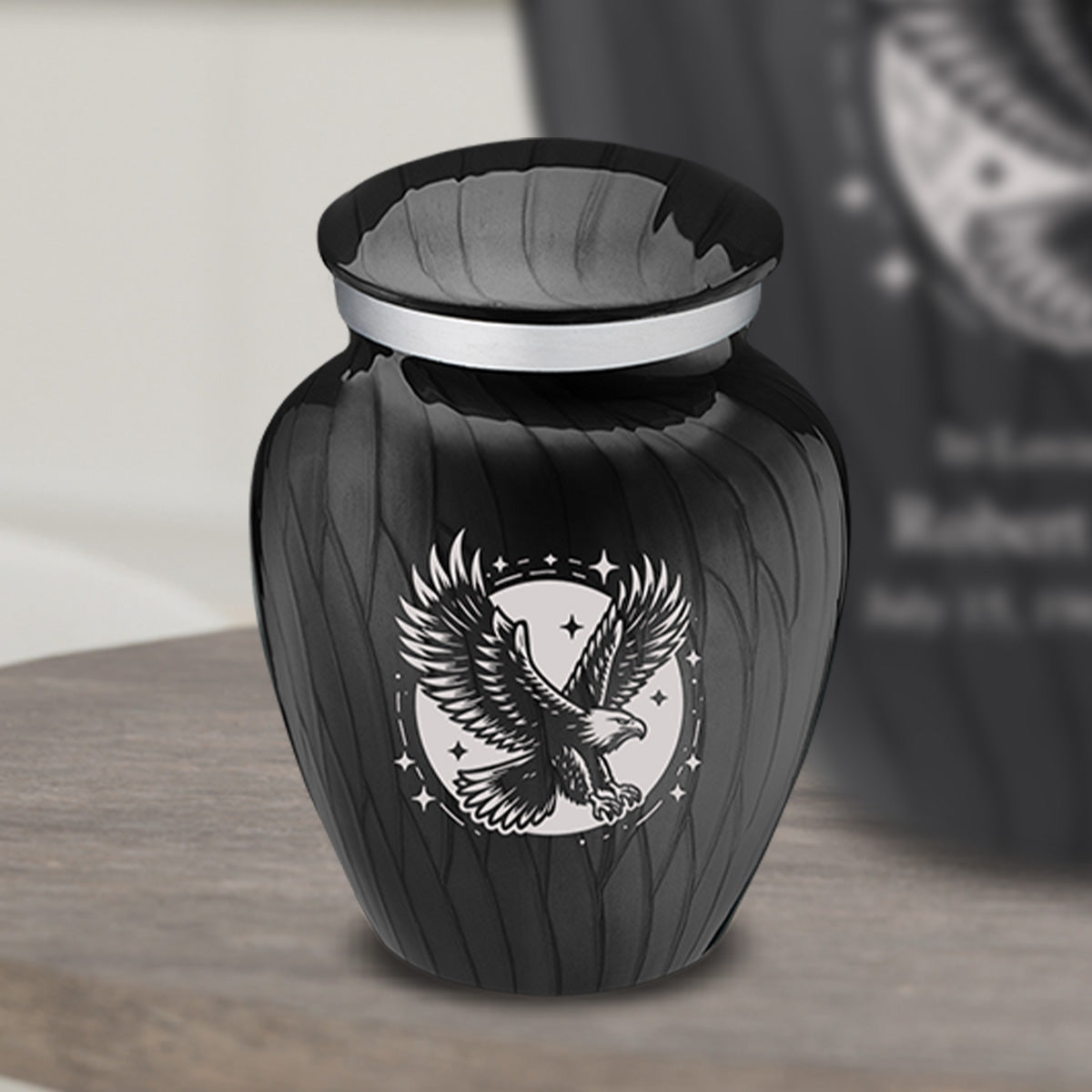 Keepsake Embrace Pearl Black Flying Eagle Cremation Urn