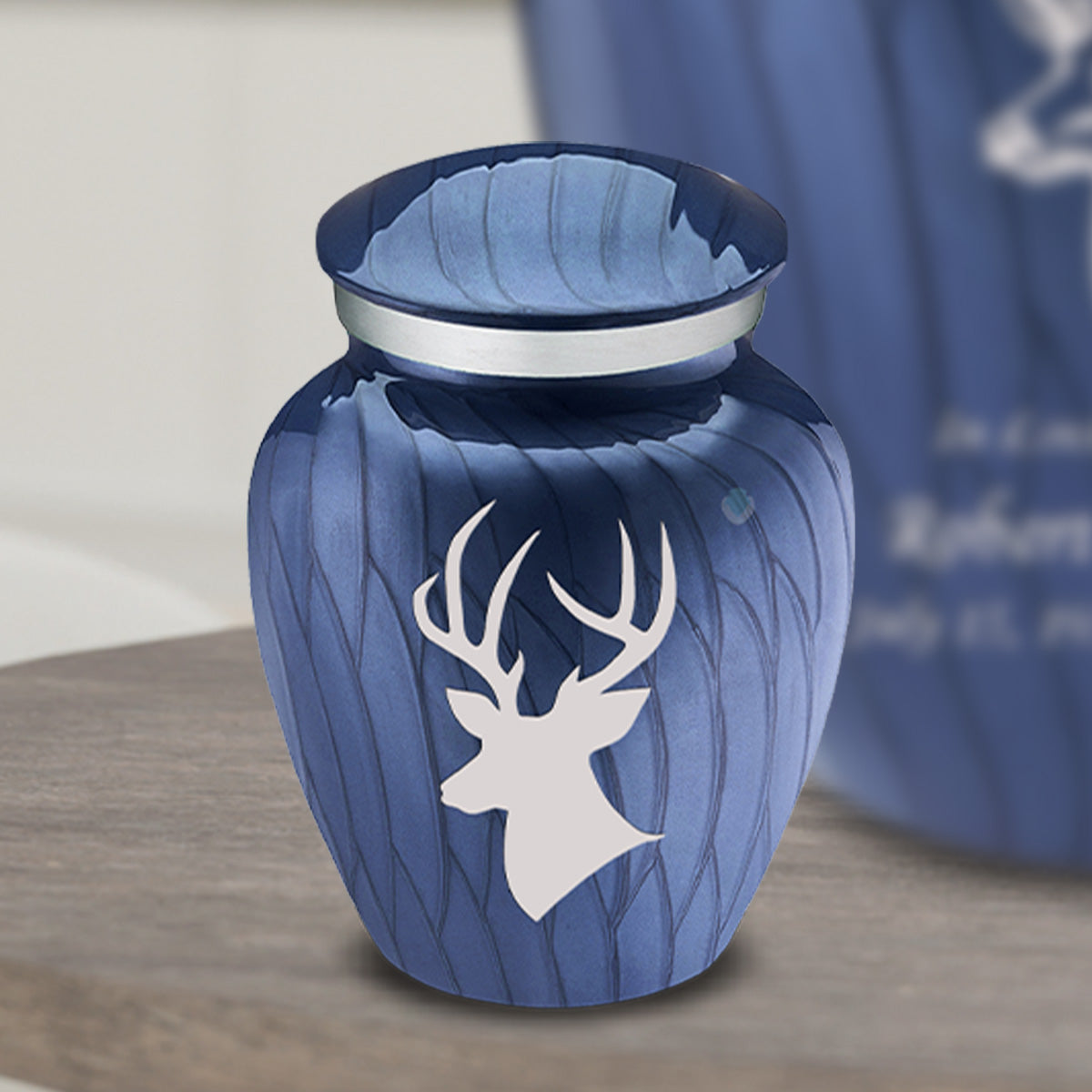 Keepsake Embrace Pearl Cobalt Blue Deer Cremation Urn