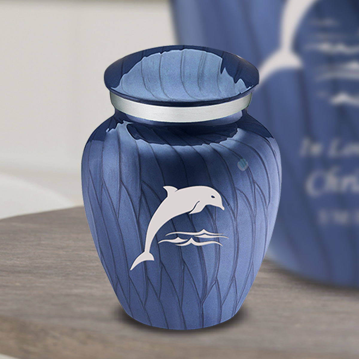 Keepsake Embrace Pearl Cobalt Blue Dolphin Cremation Urn