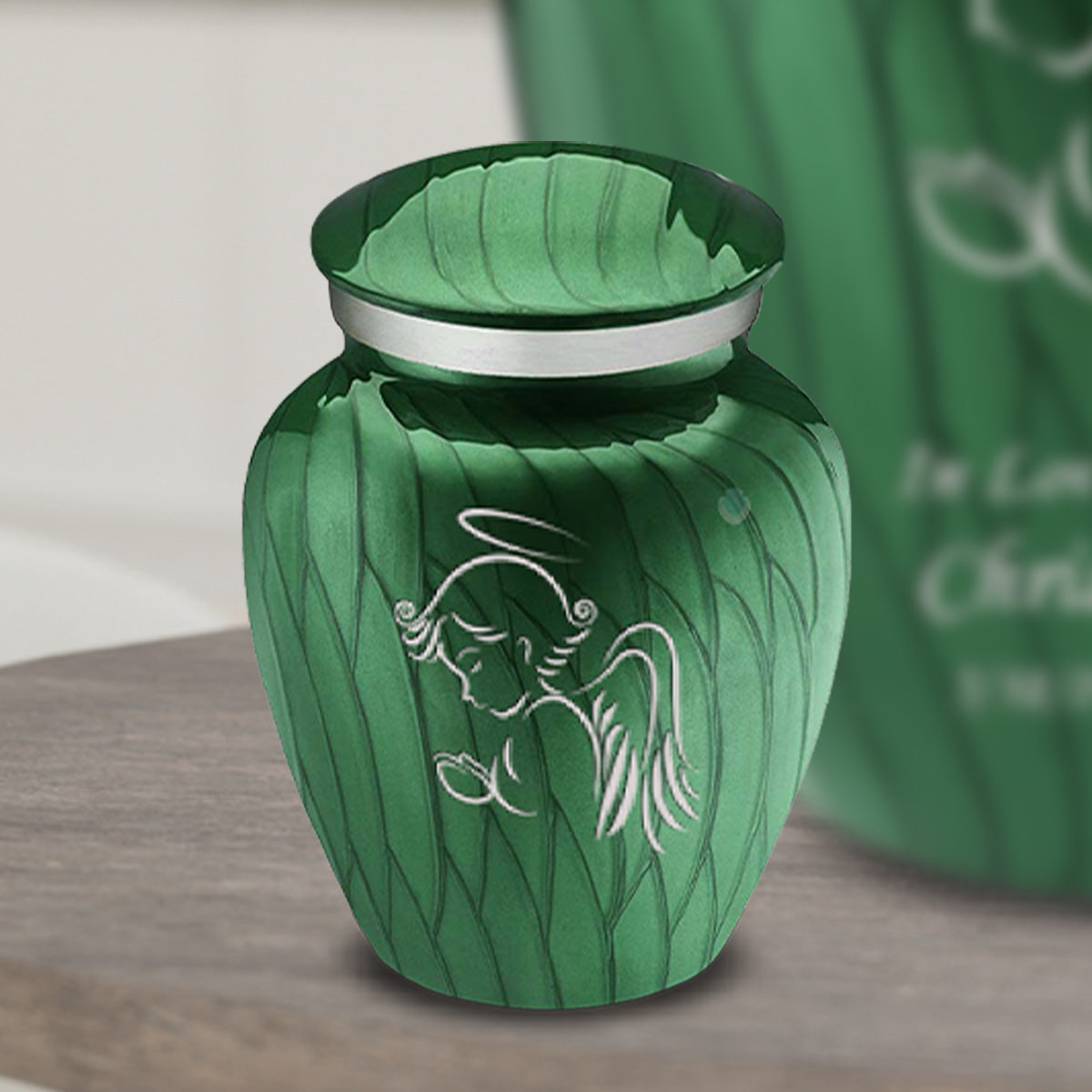 Keepsake Embrace Pearl Green Angel Cremation Urn