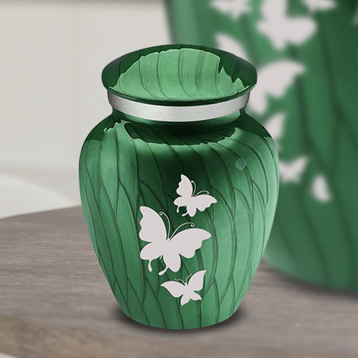 Keepsake Embrace Pearl Green Butterflies Cremation Urn
