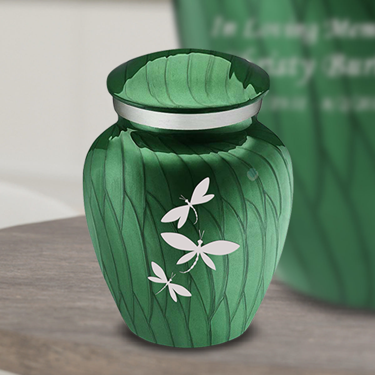 Keepsake Embrace Pearl Green Dragonfly Cremation Urn