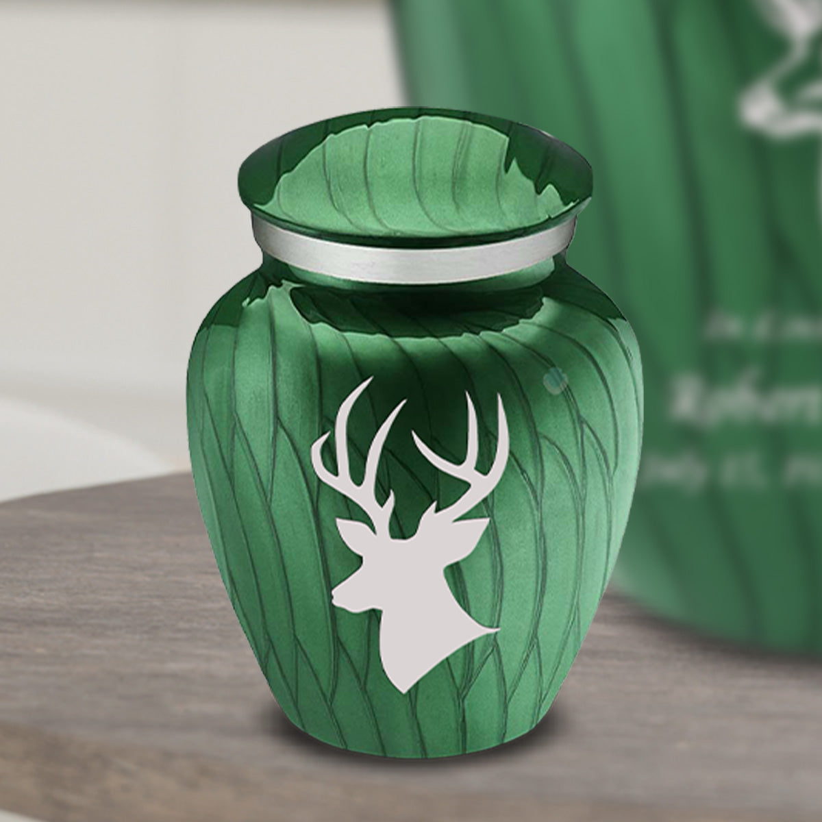 Keepsake Embrace Pearl Green Deer Cremation Urn
