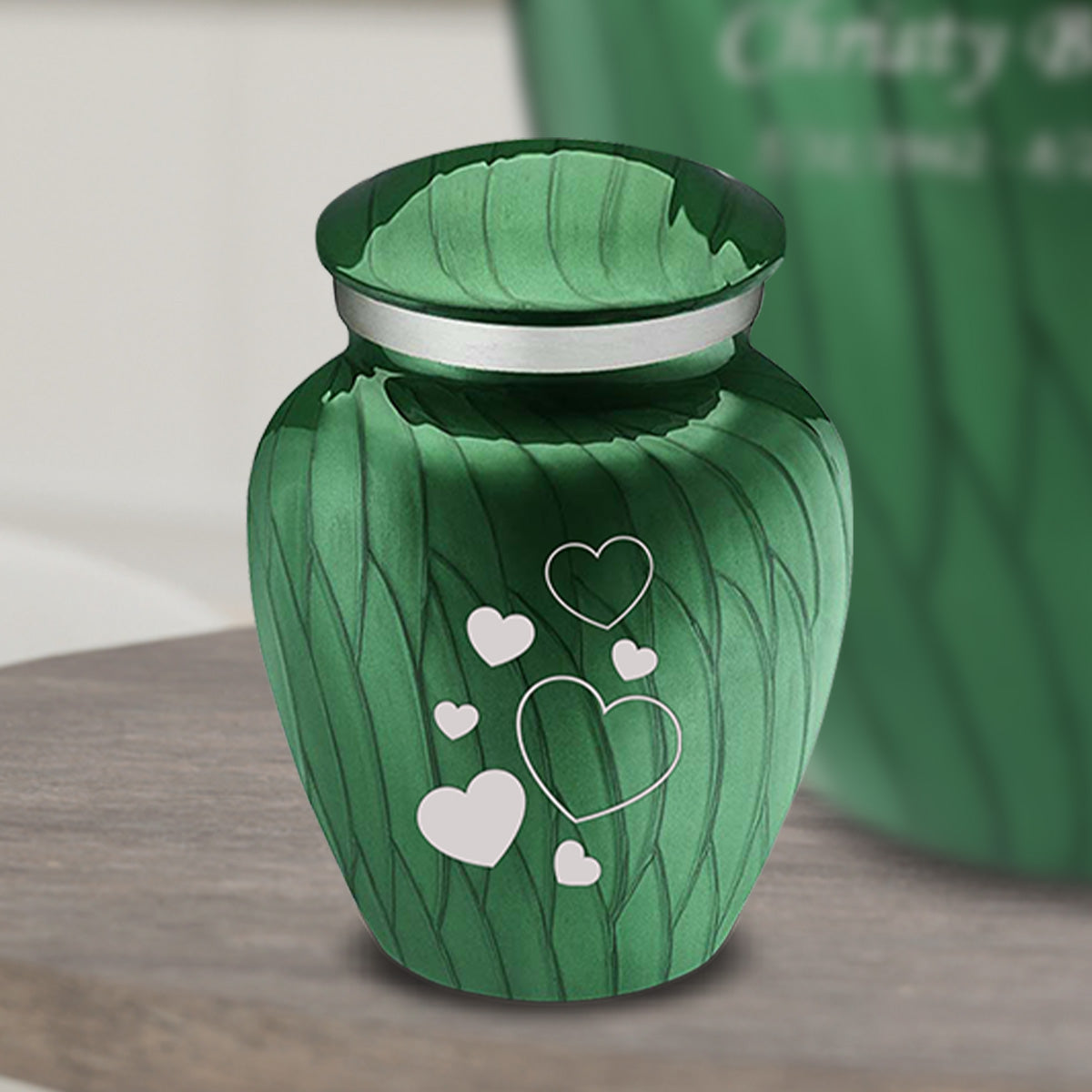 Keepsake Embrace Pearl Green Floating Heart Cremation Urn